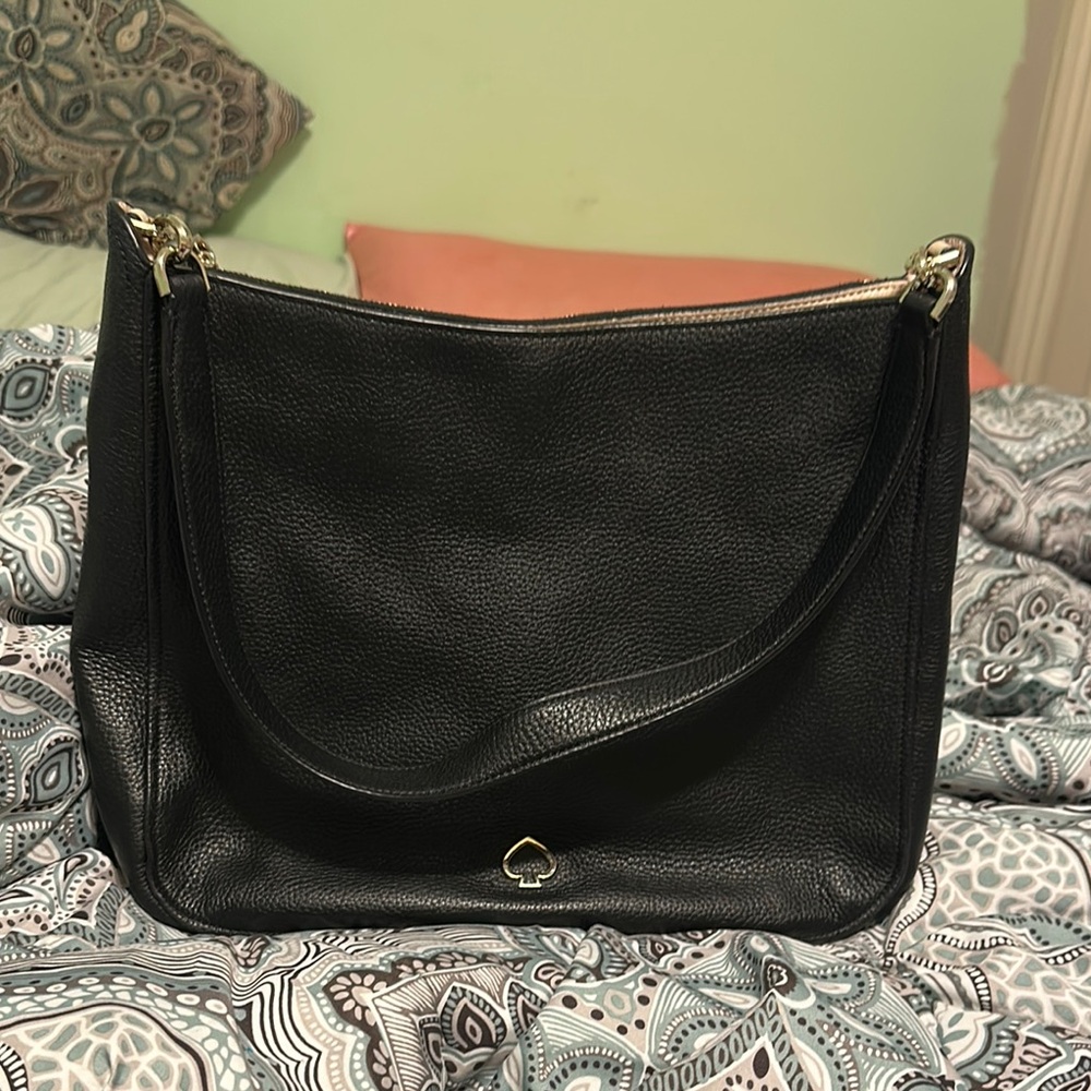 Kate Spade Black Shoulder Bag with Pebbled Leather Finish